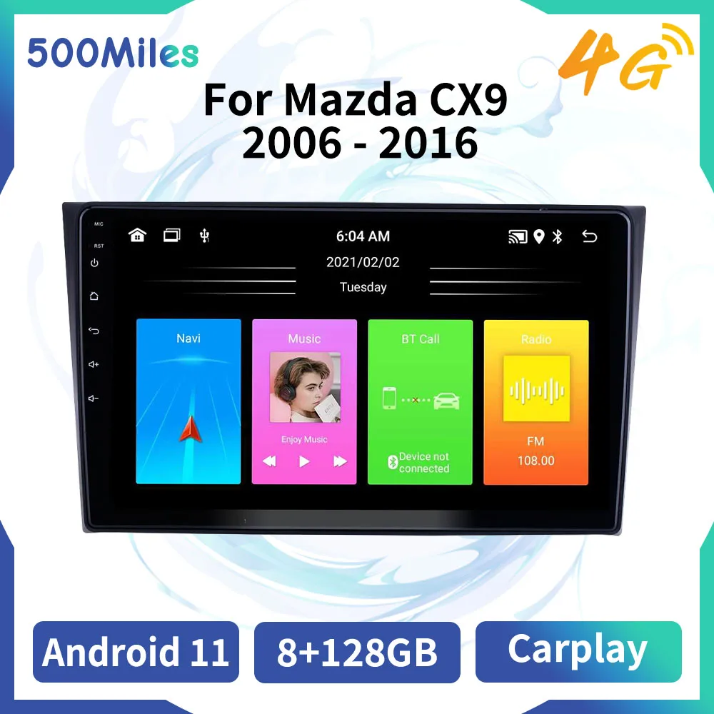 سيارة مشغل وسائط متعددة لمازدا CX9 CX-9 2006-2016 راديو 2 الدين أندرويد ستيريو لتحديد المواقع الملاحة رئيس وحدة شاشة Autoradio Carplay