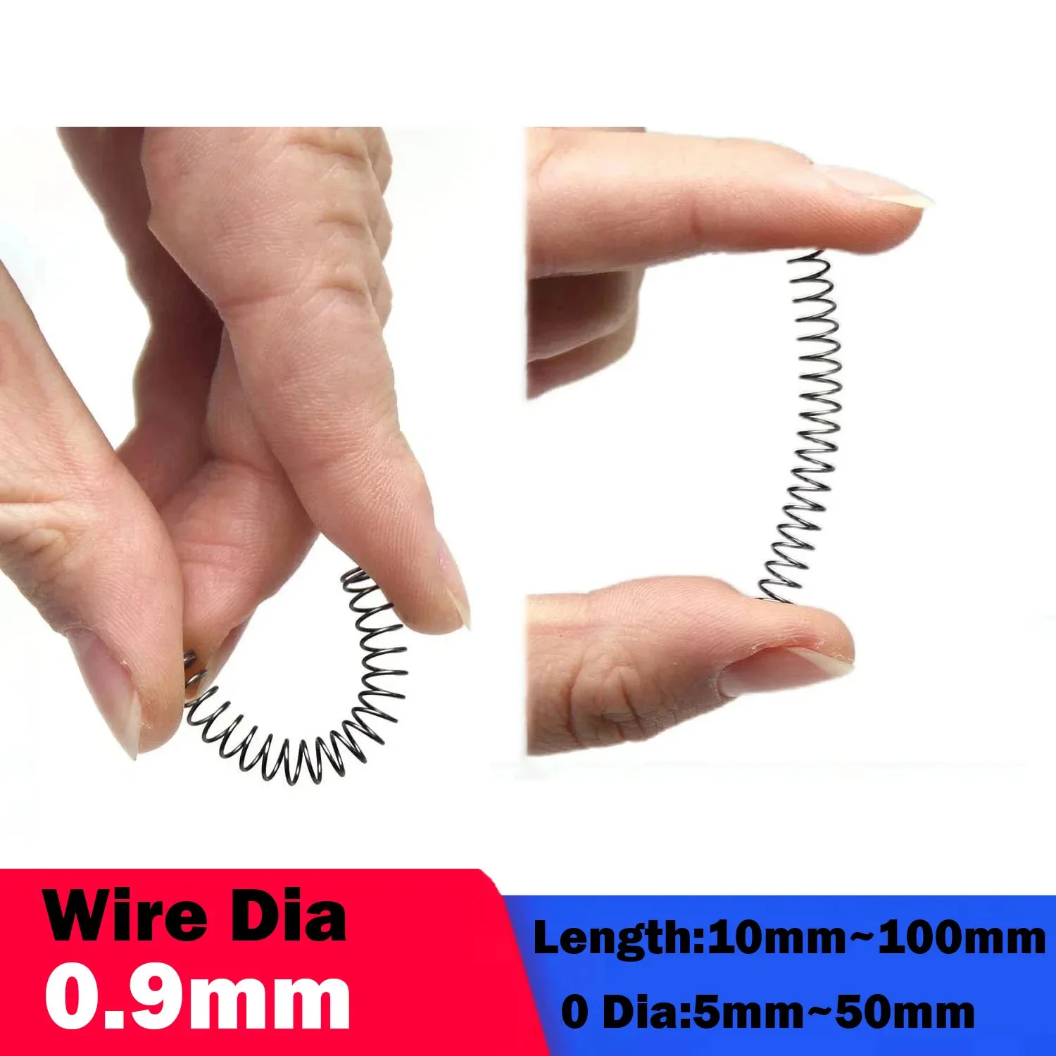 

10 шт./лот, диаметр проволоки 0,9 мм, пружинная сталь сжатия, наружный диаметр 5 мм, 6 мм, 7 мм, 8 мм, 9 мм, 10 мм ~ 20 мм, длина от 10 мм до 100 мм, маленькие пружины давления