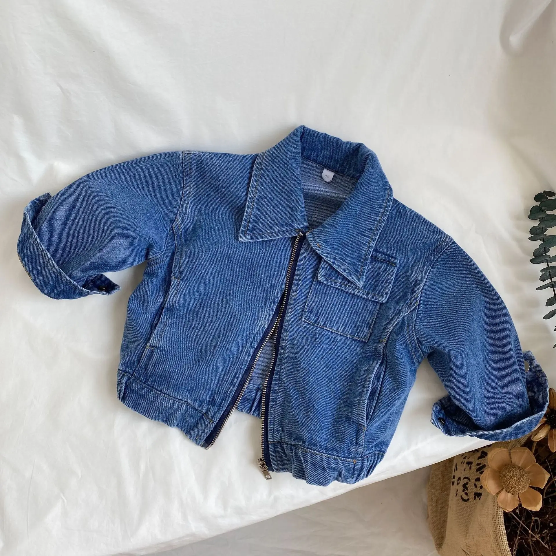 

Autumn New Arrive Baby Casual Long Sleeves Denim Jacket Retro Toddler Boy Lapel Pockets Tops Clothes Girl Children Loose Coat