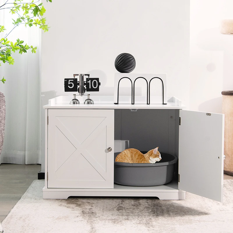 Enclosure With The Storage Rack White Black Living Room Cabi