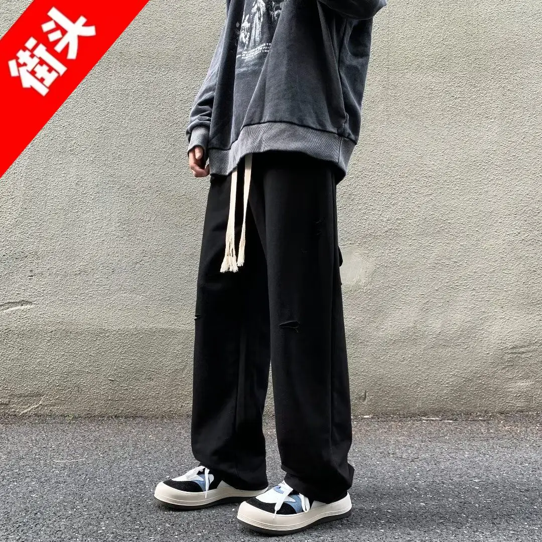 Бордовые брюки большого размера американские спортивные штаны в стиле хип-хоп