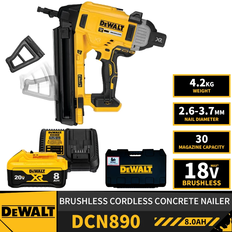 

DEWALT DCN890 Brushless Cordless Concrete Nailer 18V Lithium Power Tools Nail Gun With Battery Charger