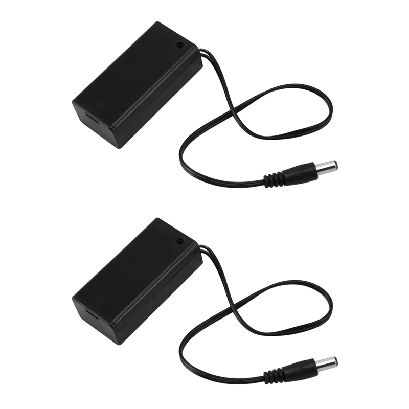 2 шт., держатель для аккумулятора 9 В постоянного тока PP3, чехол с переключателем вкл./выкл. Провода + штекер 2,1 мм