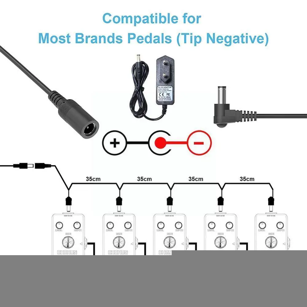 

9v Guitar Effects Pedal Power Supply Cable Adapter Black Color Plastic 5 Way Daisy Chain For Pedals Eu Us Uk Au Plug D1l0