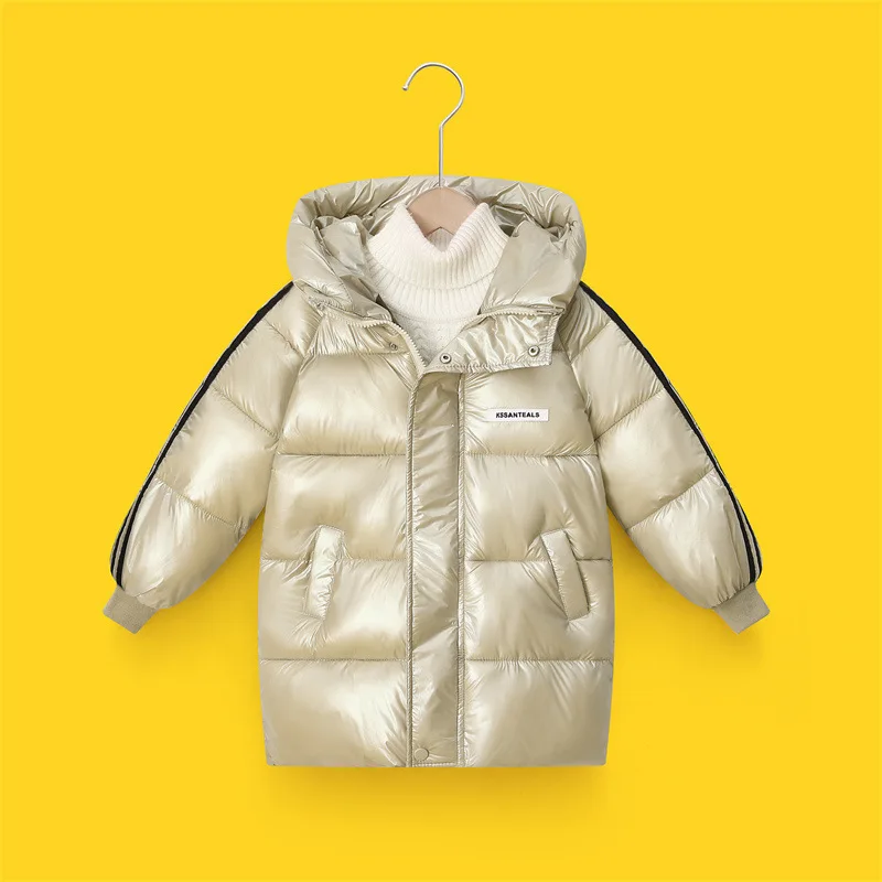 2024 зимняя осенняя куртка для девочек полосатая длинная стильная плотная теплая с