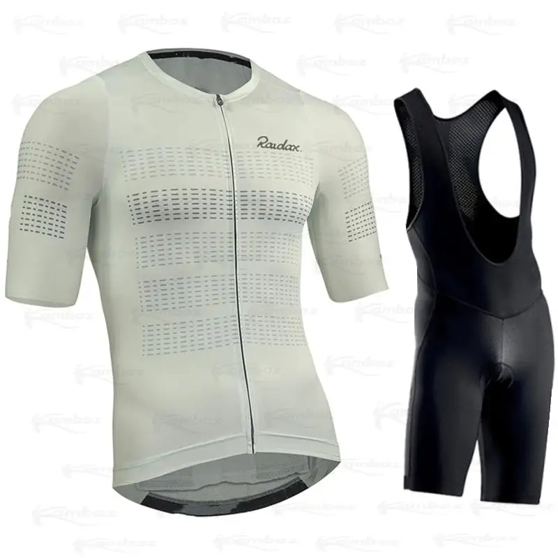 

Raudax New White Summer Men's Cycling Jersey Set Team Short Sleeve Sport MTB Cycling Clothing Bicycle Road Riding Set Bib Shorts