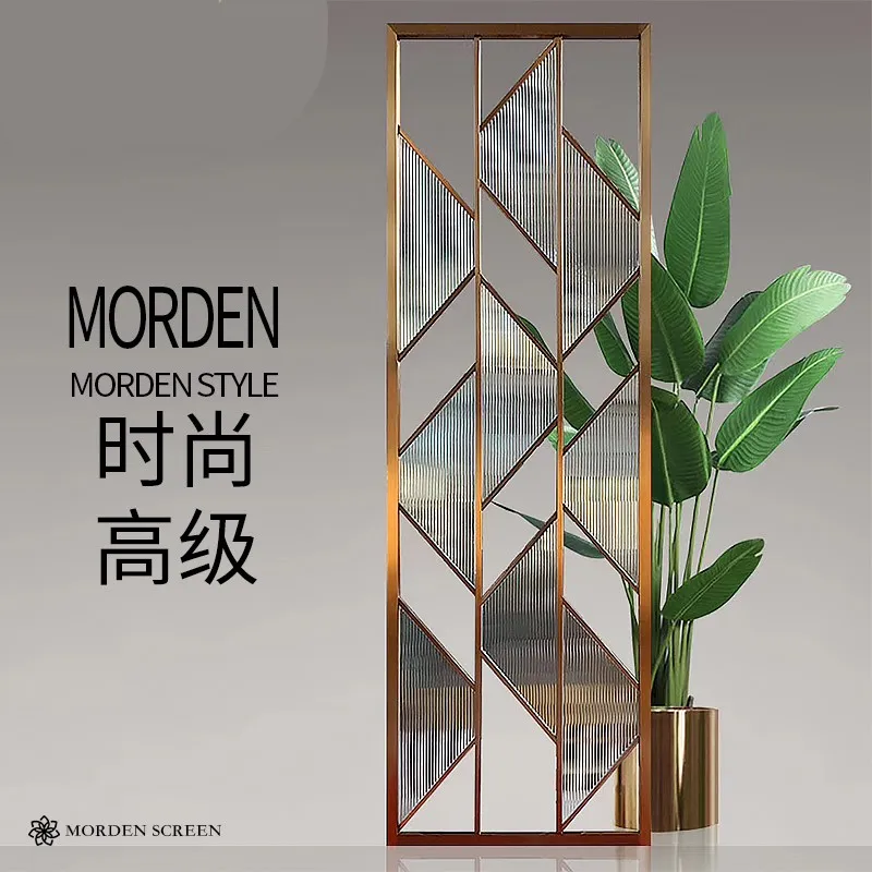 

Customized Stainless Steel Folding Screen Light Luxury Partition Modern Minimalist Metal Hallway Living Room Titanium