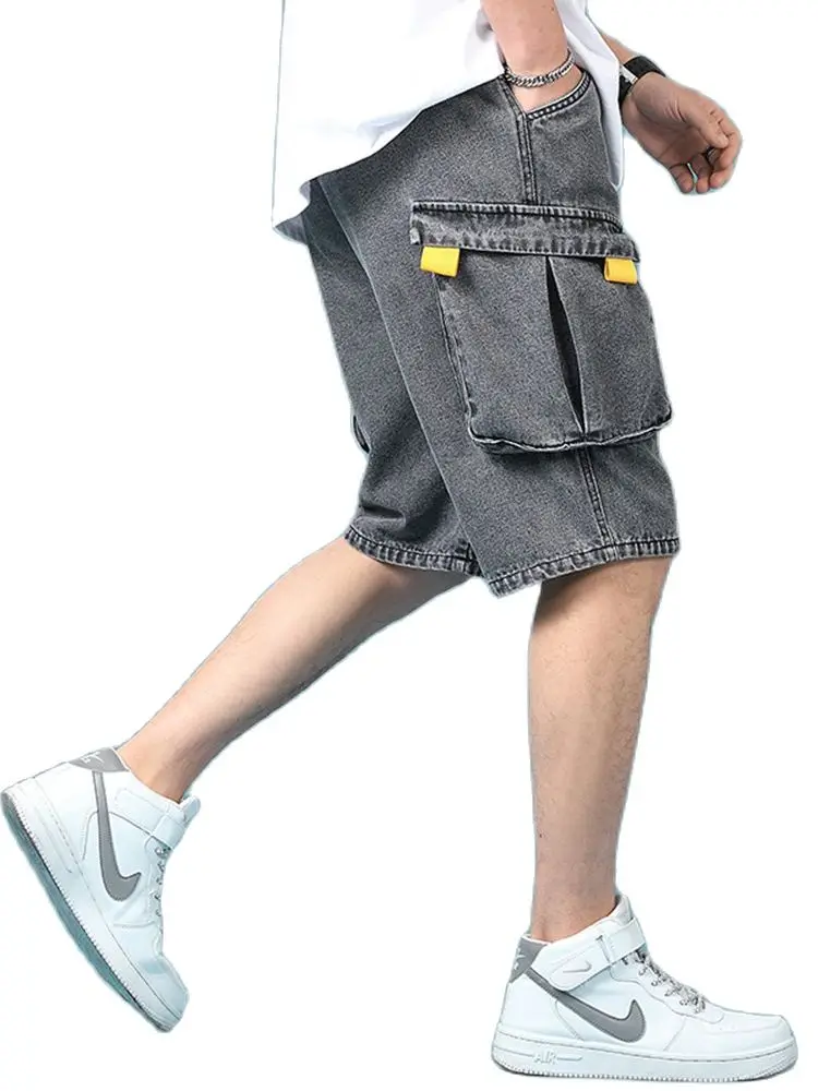 

Summer Denim Shorts Men's Cargo Shorts Overalls Pants Fashion Loose Summer Casual Streetwear Men Short Pant Jean Shorts