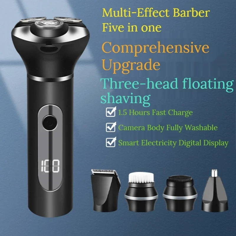 

Upgraded Multi-function Razor, Men's Suit Razor Comb, Rotating Floating 3 Head LED Beard Trimmer, Epilator Body Groomer for Men