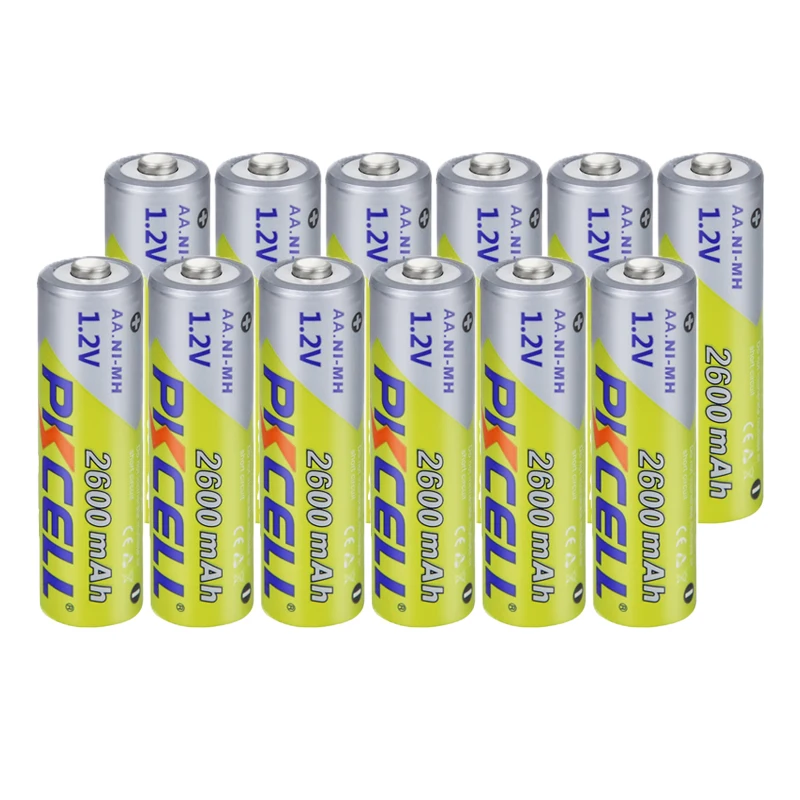 

12Pcs PKCELL AA 2A 2600mAh Battery1.2V Ni-MH Rechargeable Battery AA Batteries Baterias Bateria up to 1000 circel times