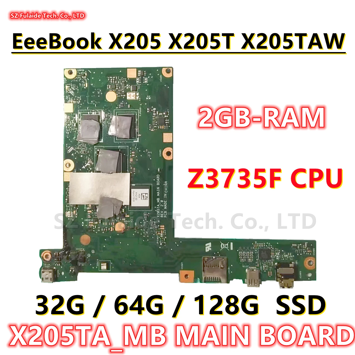 Материнская плата X205TA_MB для ноутбука ASUS EeeBook X205 X205T X205TAW, материнская плата Z3735F 2GB-RAM 32 ГБ/64 Гб/128G-SSD, 100% рабочий