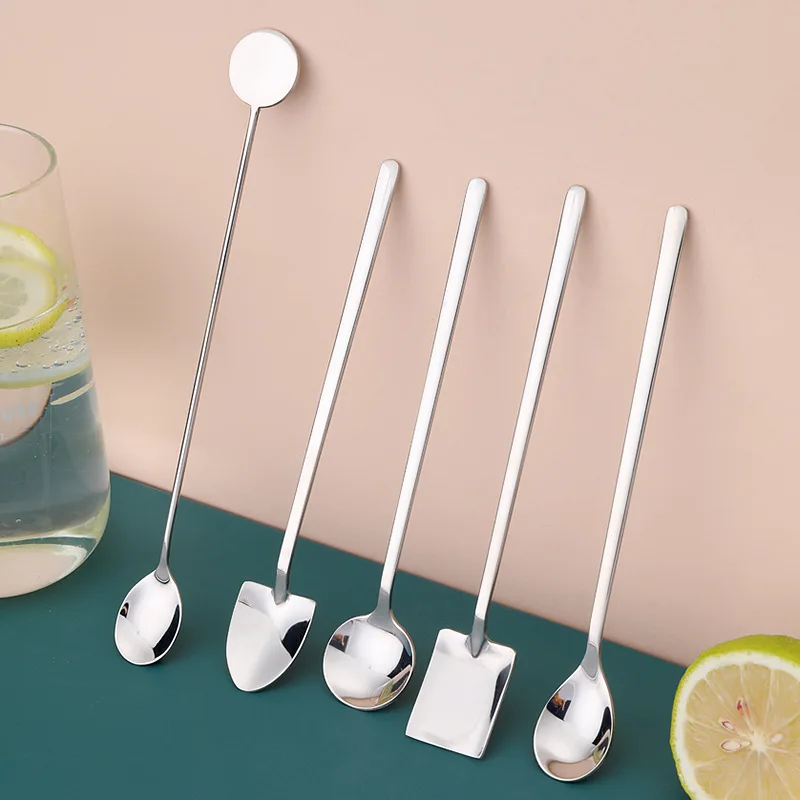 

Delicate Little Spoon Dessert Cake Scoop Coffee Spoon Children's Long Handle Spoon 304 Stainless Steel Spoon Bartender Spoon