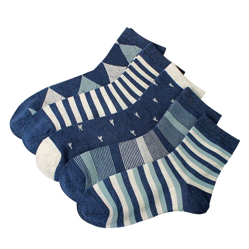 5 Pairs Socks Men Cotton Socks Funny Striped Long Socks Comfortable Student Middle Tube Socks Sports Running Man Socks Wholesale