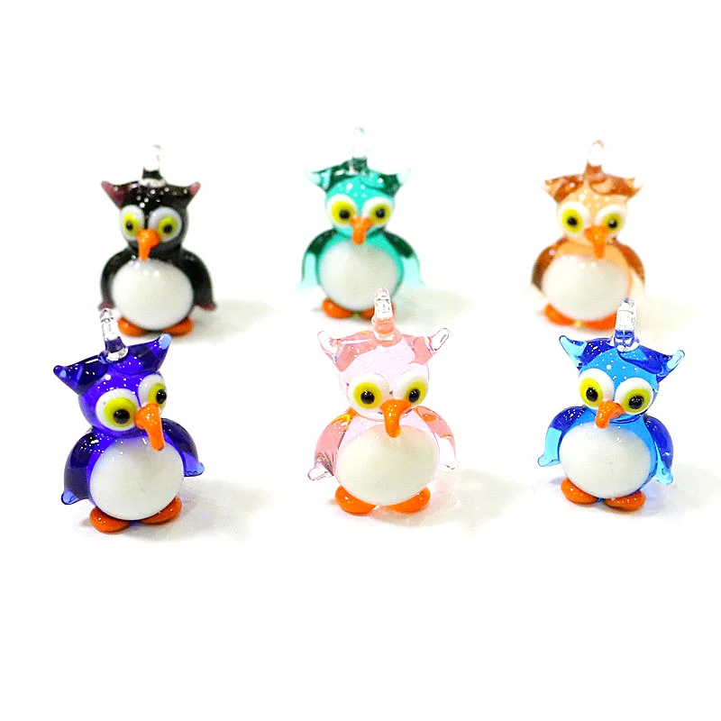 

Hot Cute Gnome Owl Mini Figurines Glass Pendant Creative Fashion Charm DIY Women Jewelry for Necklace Earring Making Accessories