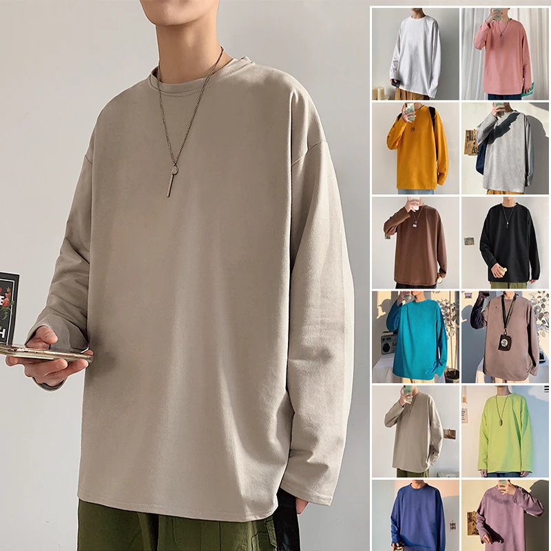

A1238 Spring Autumn Long Sleeve T-shirts Men O-Neck Collar Long T Shirts Men Fashion Casual Comfortable Long T-Shirts Men