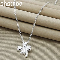 925 sterling silver 16 30 inch chain clover flower pendant necklace for women engagement wedding fashion charm jewelry