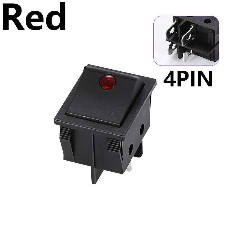 

Кулисный переключатель KCD4 4/6контактов красный/зеленый