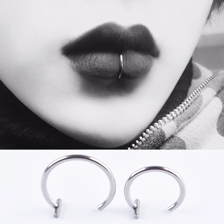 

New Fashion Personality Holeless Fake Lip Nail Lip Clip Lip Ring Piercing Stainless Steel Nose Stud Nose Ring Party Jewelry Gift