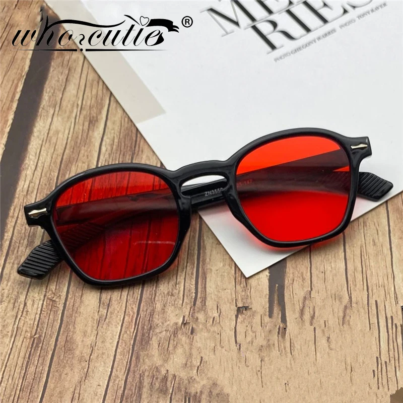 Fashion Square Sunglasses Women Luxury Yellow Red Sun Glasses Vintage Decor Rivets Round Driver Men Shades Eyewear UV400 Ladies