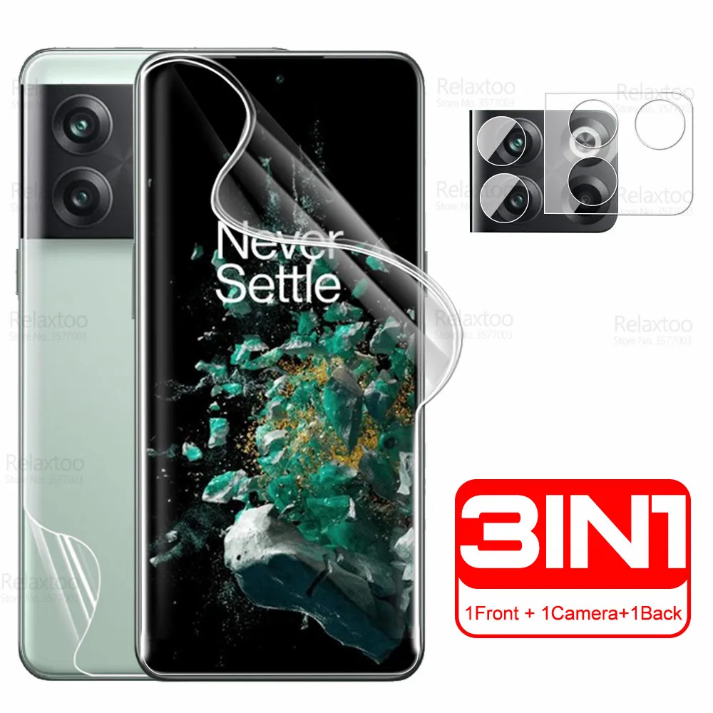 

For OnePlus 10T Film 3To1 Camera Glass Back Front Soft Hydrogel Film OnePlus10T One Plus 10 T T10 5G 6.7" Cover Screen Protector