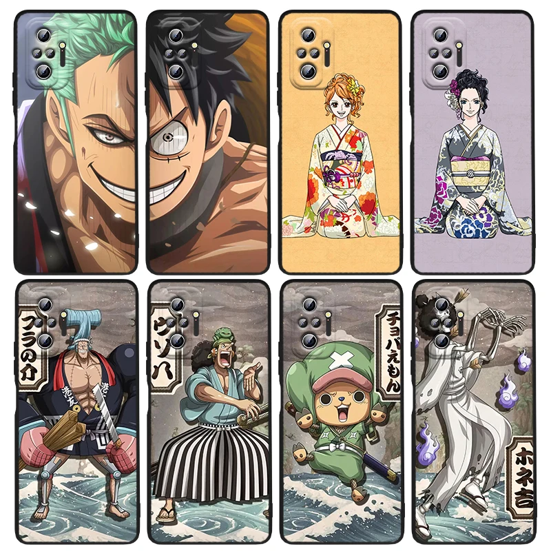 

One Piece Anime Art For xiaomi Redmi Note 11 11T 11S 10 10S 9 9T 9S 8 8T 7 6 5 Pro T S 5G 2021 Black luxury Silicone Phone Case