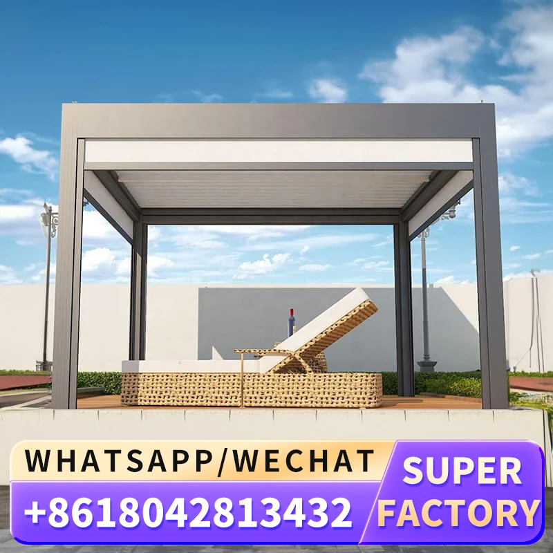 Ручная Жалюзийная алюминиевая беседка современного дизайна с регулируемой
