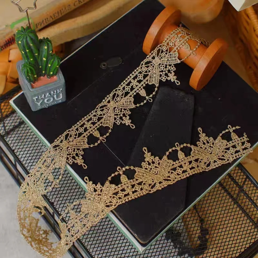 

Best Selling Embroidery Beautifully Bow Flower Applique 3.5cm Lace Fabric Wedding Dress Lace Ribbon Guipure Sewing Trim Textiles