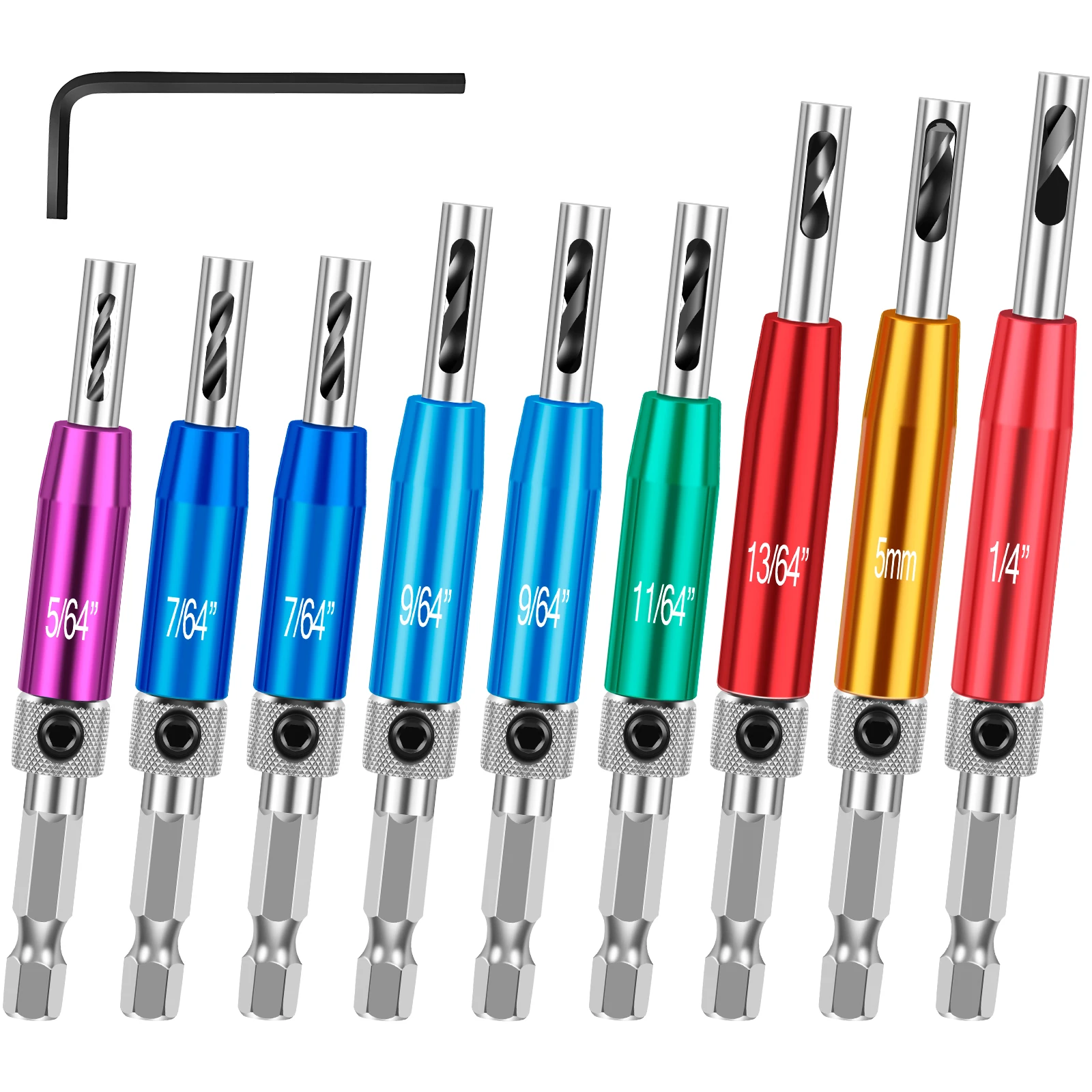 

10 шт., набор фрез с шестигранным хвостовиком, от 5 до 4 дюймов