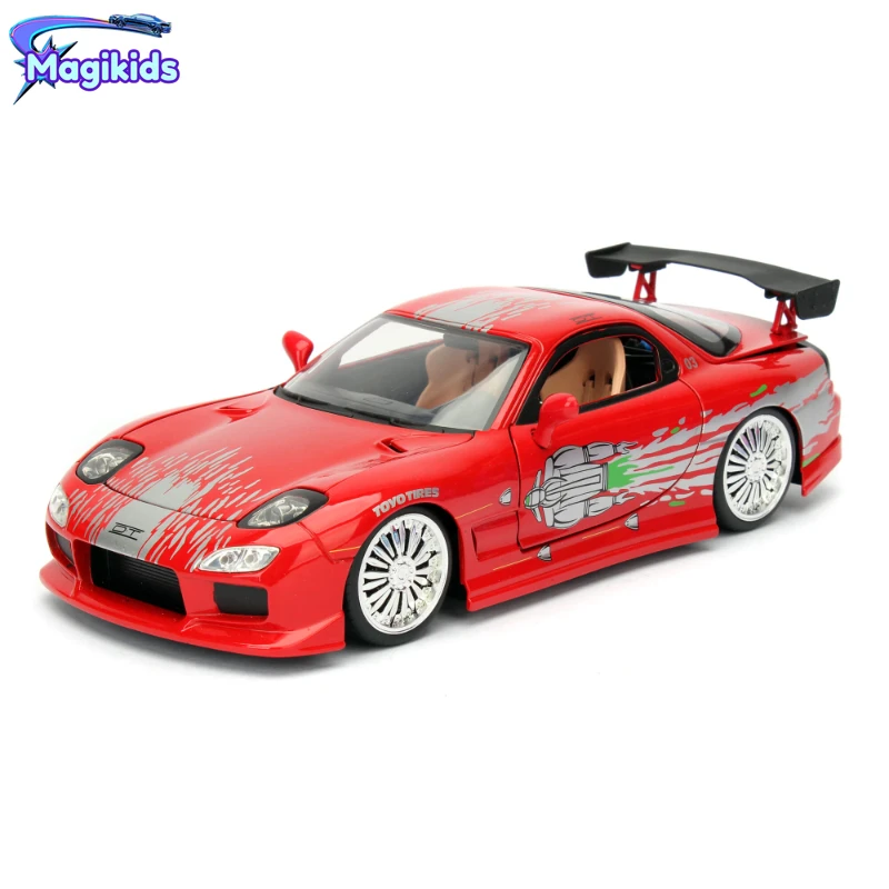 

1:24 Mazda RX7 alloy car model high simulation rally racing sports car toy sliding function car model J27