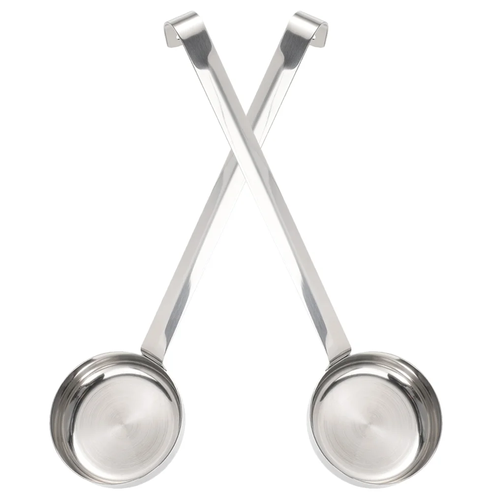

2pcs Flat Bottom Convenient Multi-functional Sturdy Lasting Metal Soup Spoon for Making Food Restaurant