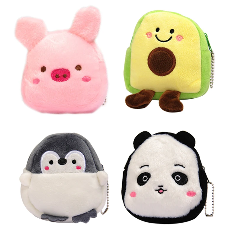 

1PC New Coin Purse Cute Animal Wallet Plush Coin Purse Zipper Money Bag With Keychain Cartoon Fashion For Women Girl Gift