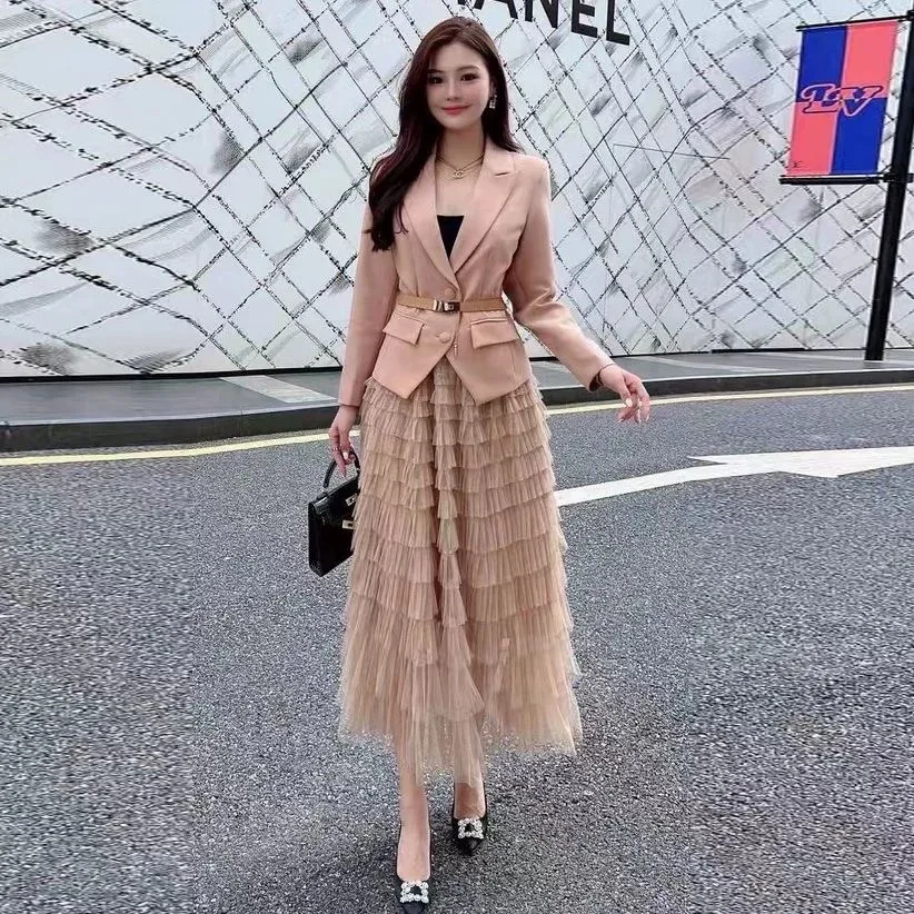 Корейский модный пиджак с юбкой женские костюмы зима-осень деловая одежда
