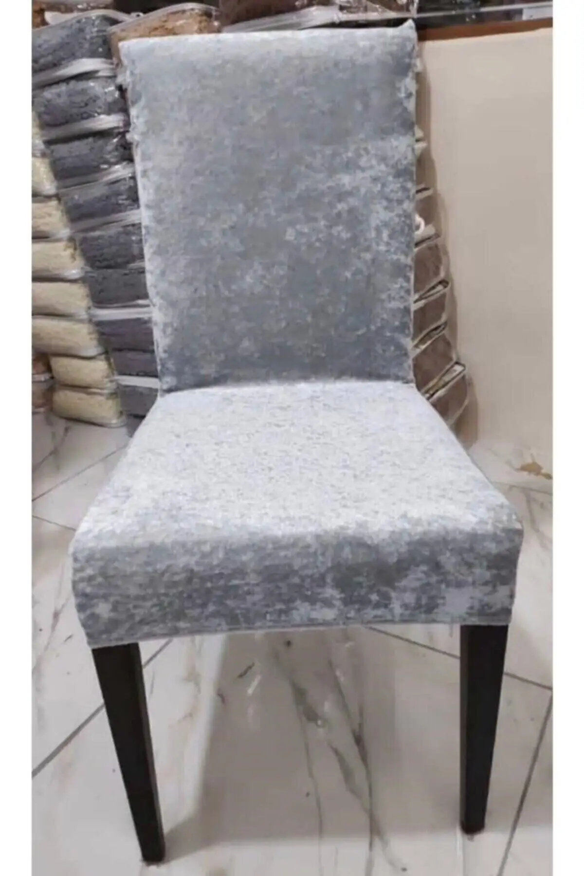 

Grey Aspect Lycra Tires Velvet Fabric 6-Li Chair Case 170x210 Seat Cover Salon Textile Home & Furniture