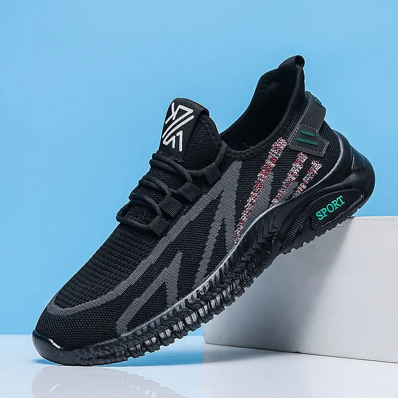 2022 Autumn Snkeakers for Men Jelly Bottom New Breathable Fly Woven Men's Shoes Wear-resistant Casual Shoes Men's Sports Shoes