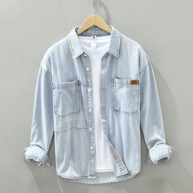 2022 Spring New Men's Retro Blue Denim 