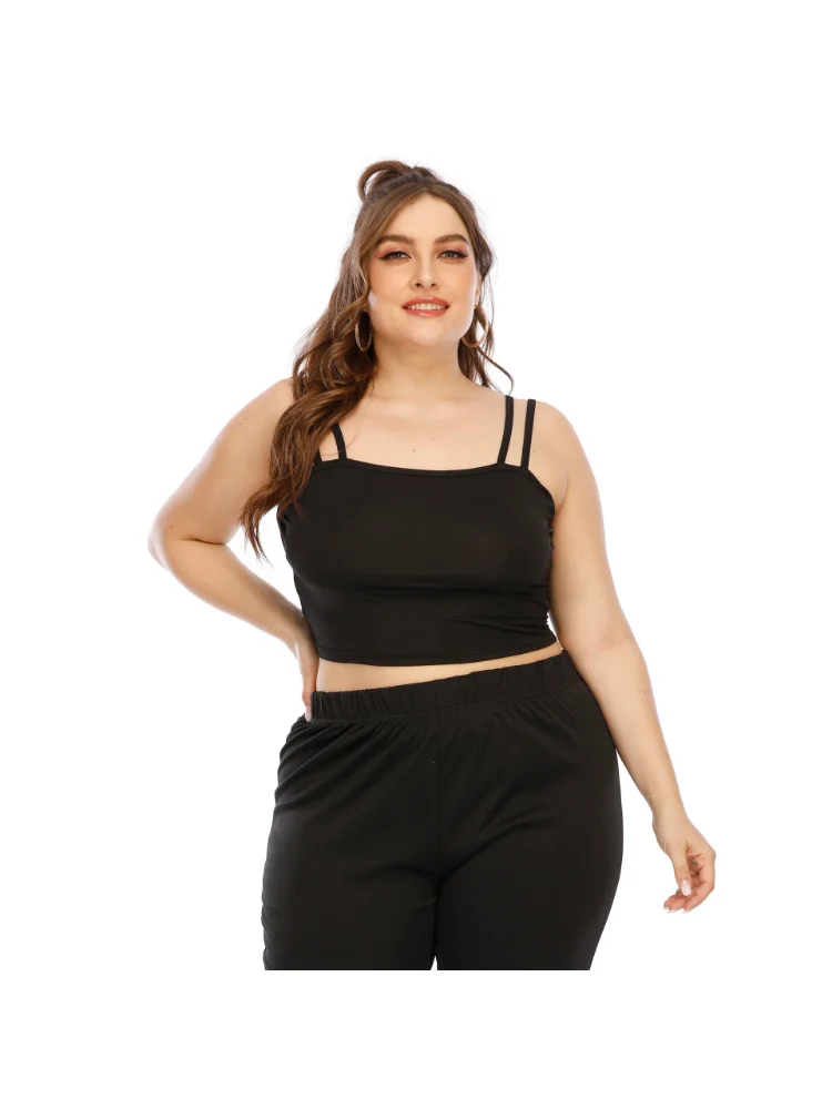 Women's Sexy Open Umbilical Strap Short Tank Top Large Top plus size feminino  plus size blouse