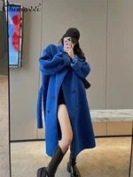 womens long woolen coat 2022 new autumn winter fur lamb wool thickened jacket female long sleeve casual korean overcoat