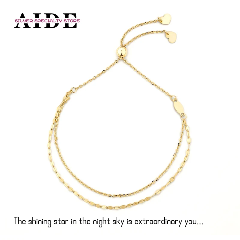 

AIDE 2022 Trend Double Layer S925 Silver Adjustable Everyday Bracelet Chain for Women's Gifts 18K Gold Luxury Jewelry Bangles