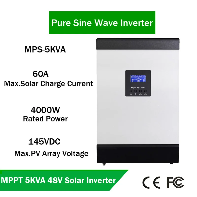 Гибридный солнечный инвертор 5 ква 48 В постоянного тока до 4000 переменного