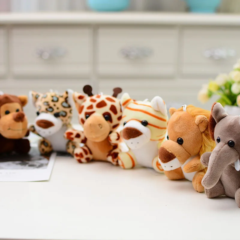 

12cm Soft Animal World Plush Toys Lion Elephant Fox Raccoon Giraffe Forest Animals Appease Playmate Calm Doll Christmas Gifts
