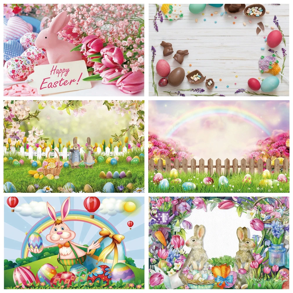 

Photography Background Spring Floral Easter Bunny Birthday Party Rabbit Butterfly Decoration Backdrop Photo Studio Prop
