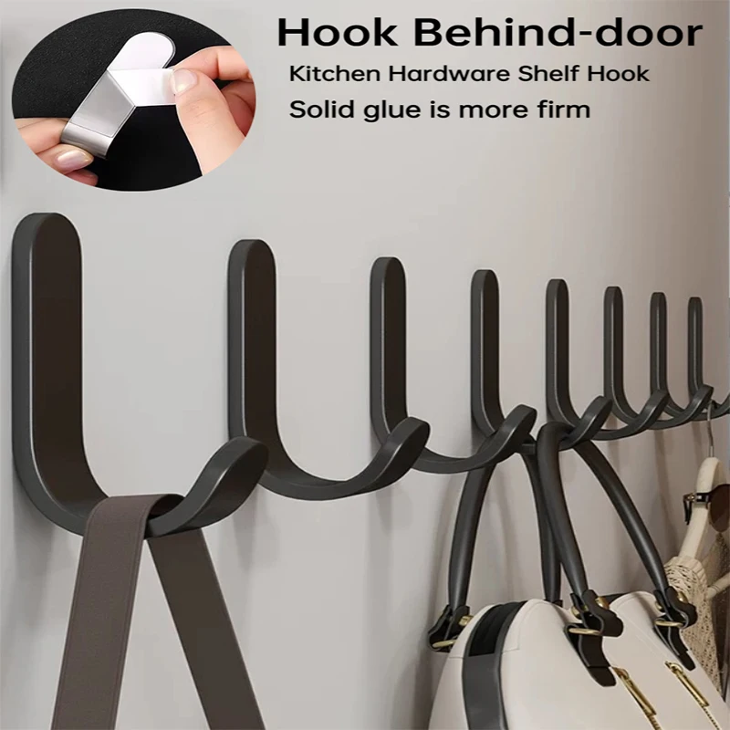 

Multipurpose Wall Behind-door Hook Cloth Organizer J-Type Hanger Hook Bathroom Robe Towel Holder Rack Kitchen Hardware Shelf Hoo