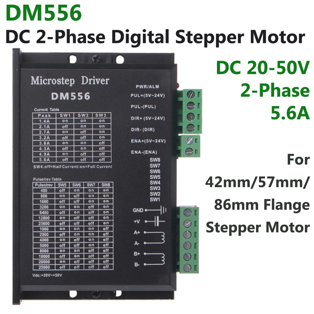 

5PCS DM556 42/57/86mm DC Digital Stepper Motor Driver 2-Phase 24V-50V 5.6A for NEMA17 NEMA23 NEMA34 Stepper Motor Controller