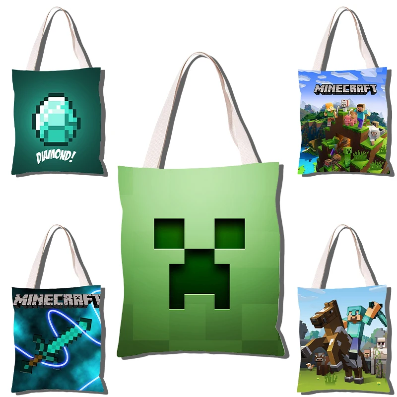 Minecraft Creeper мультяшная большая вместительная сумка на плечо женская портативная