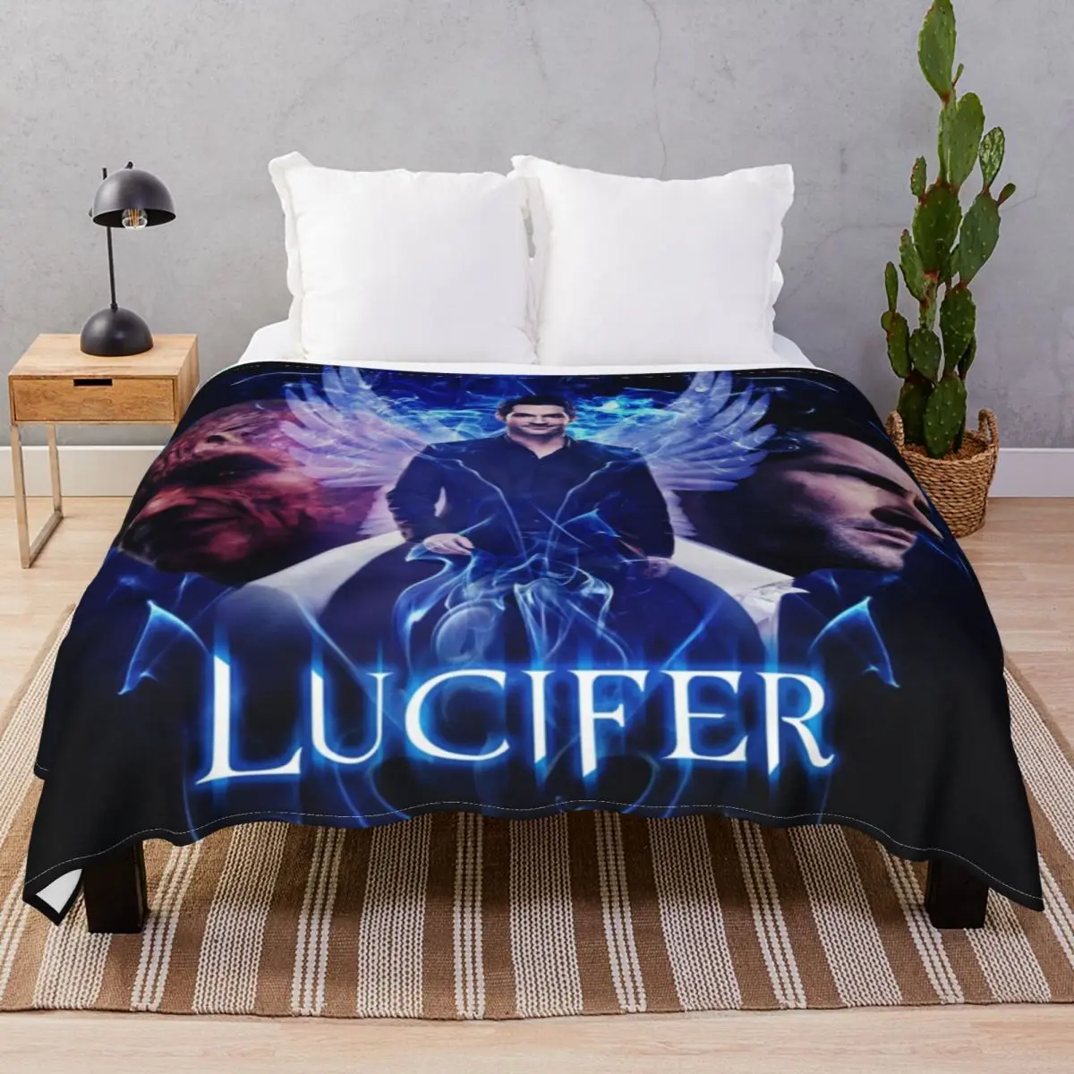 Lucifer Blankets Fleece Textile Decor Ultra-Soft Throw Blanket for Bedding Home Couch Camp Office