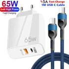 PD65W зарядное устройство GaN для быстрой зарядки 4,0 3,0 Type C PD USB зарядное устройство с QC 4,0 3,0 быстрое зарядное устройство для iPhone 13 12 Xiaomi Samsung S22