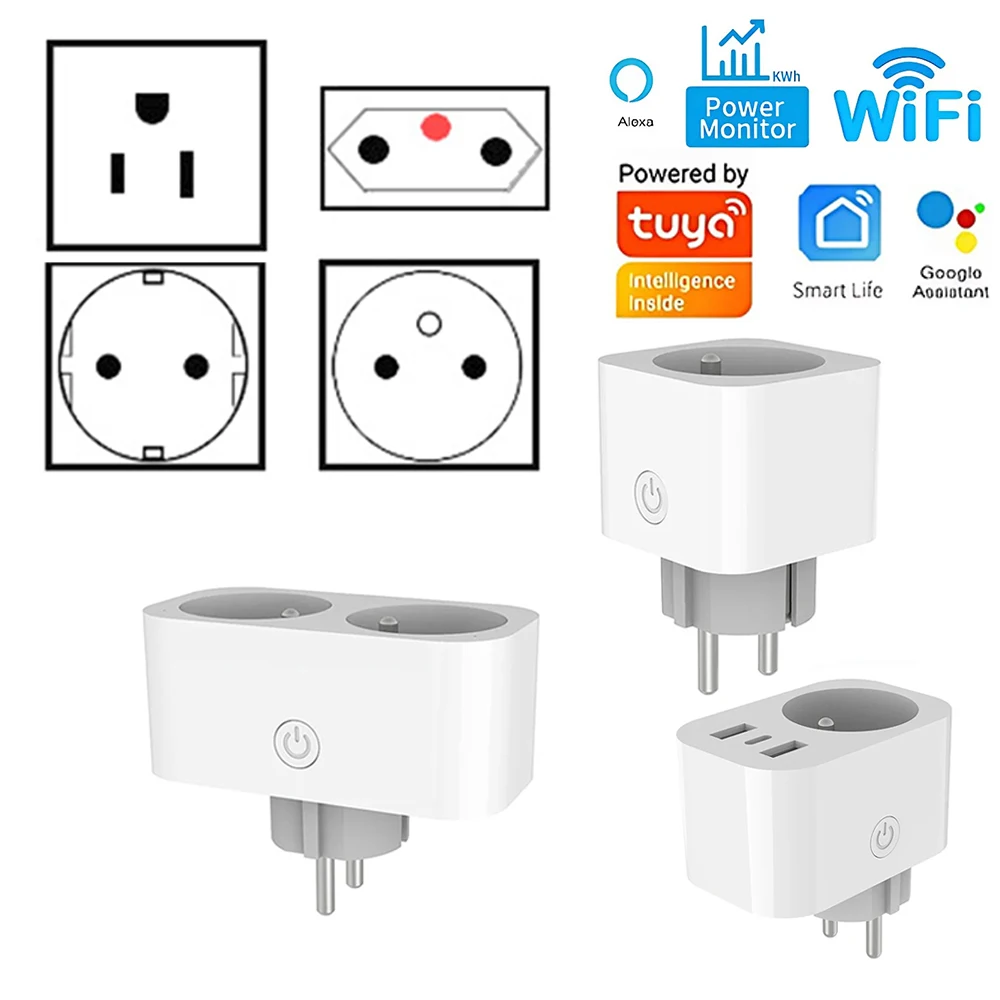 

Smart Plug WiFi Socket EU US FR BR With Power Monitor Timing Function Tuya Smart Life APP Control Works With Alexa Google Home