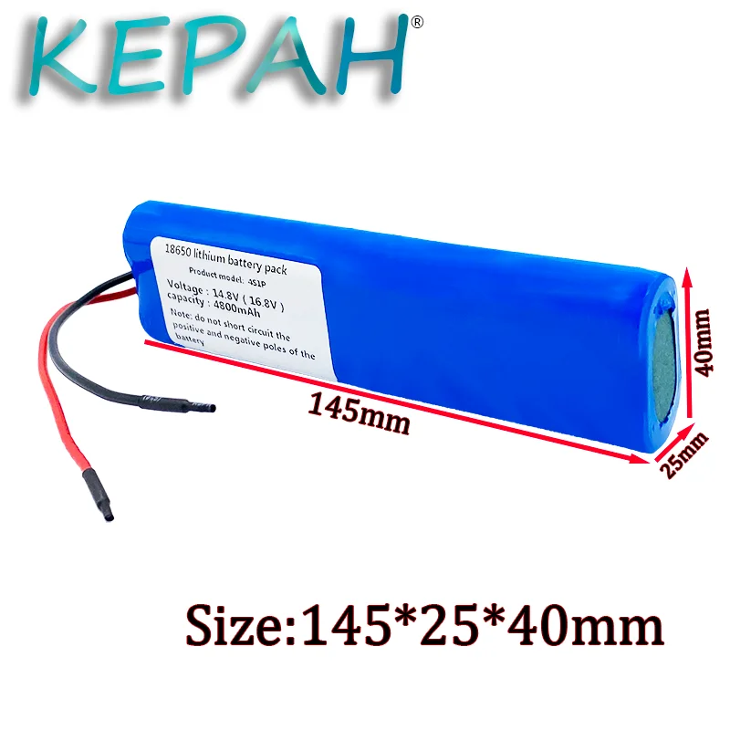 Lithium 14.8V 4800mAh Battery 14.8V-16.8V 4S1P 18650 with PCB18650 lead wires |