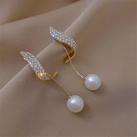 fashion women gold dangler pearl crystal earrings studs tassel drop dangle jewelry gift