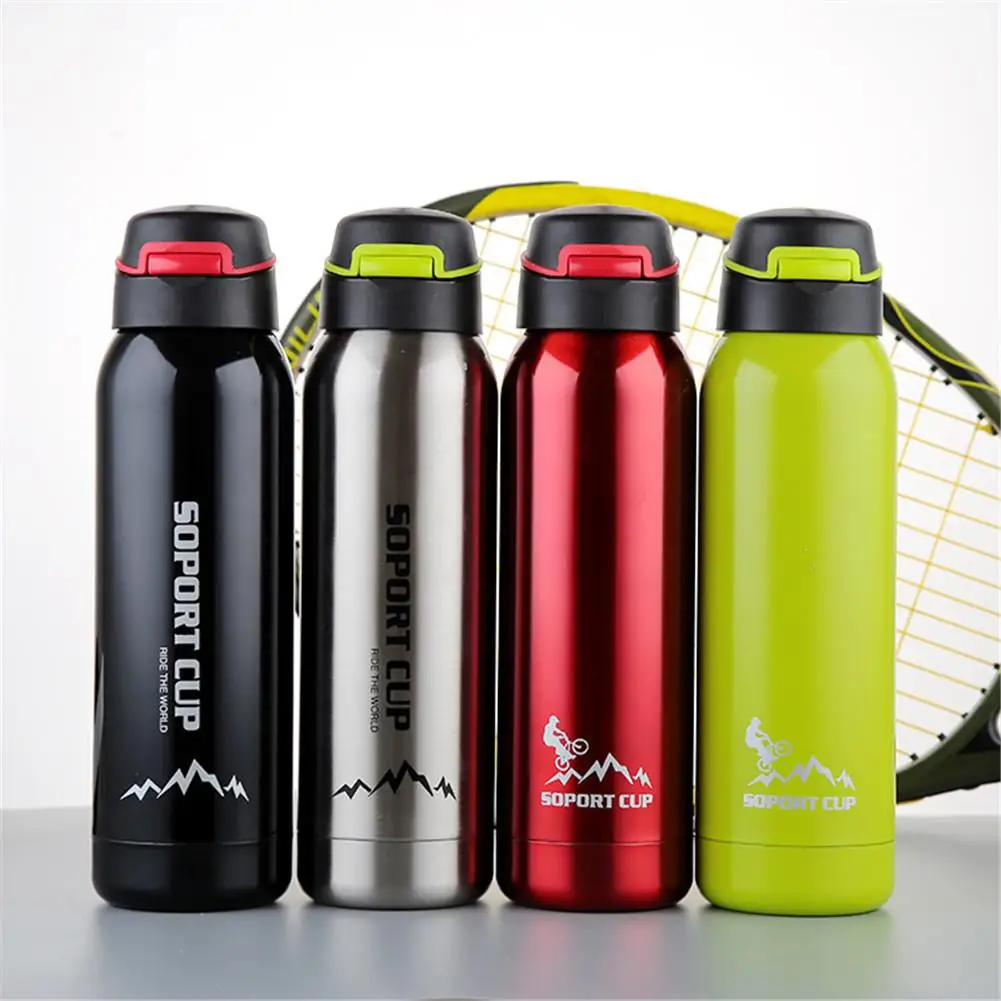 

500ml Outdoor Sports Water Cup 304 Stainless Steel Portable Straw Thermos Cup Bicycle Water Bottle Dropship